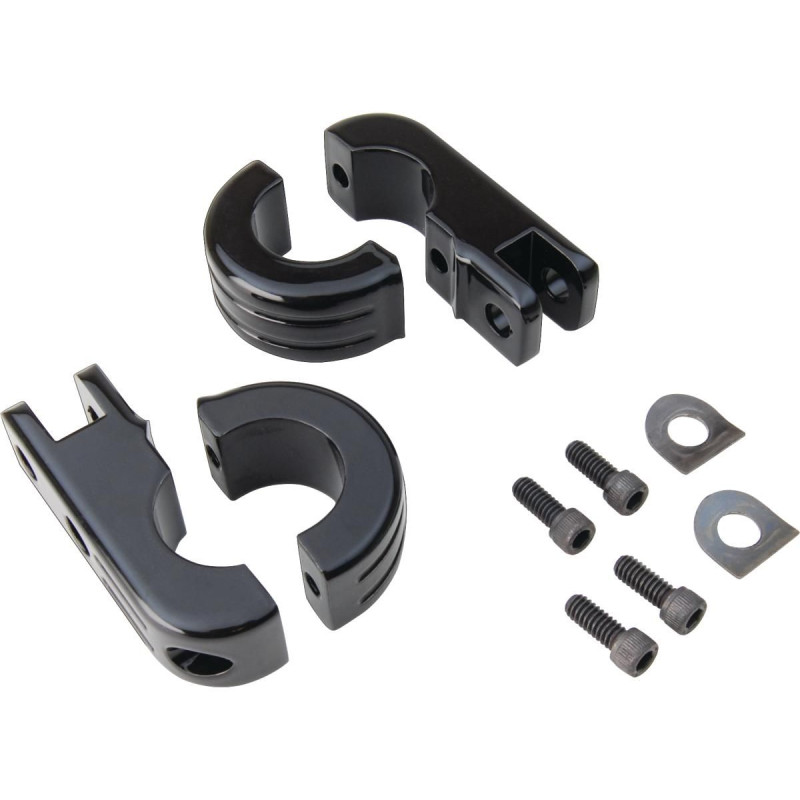 Kit Supports Repose-pieds Courts Réglables Pour Harley Davidson Touring (Road King, Street Glide) - Noir, Pour Tube 1.25"