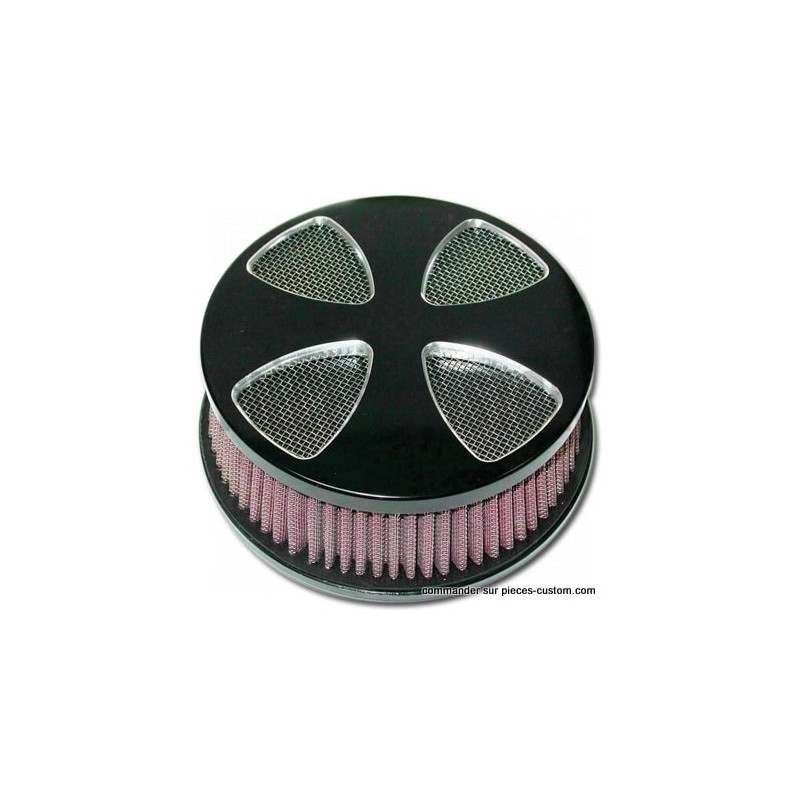 Filtre-à-Air-Haut-Débit-Smooth-Cross-Noir-Custom-Chrome