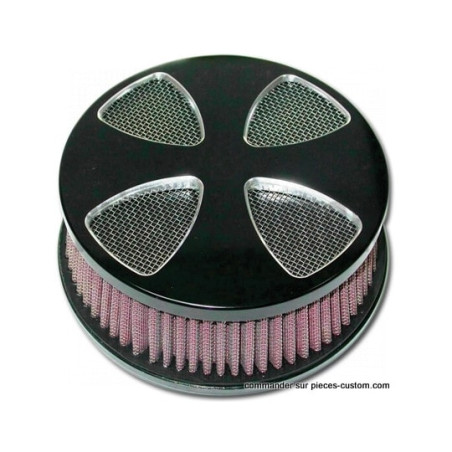 Filtre-à-Air-Haut-Débit-Smooth-Cross-Noir-Custom-Chrome