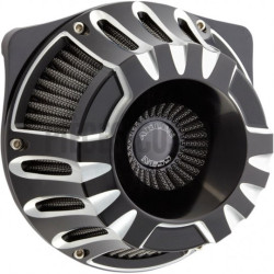 Filtre-à-air-Arlen-Ness-Deep-Cut-Noir-anodisé-pour-Touring-et-Softail