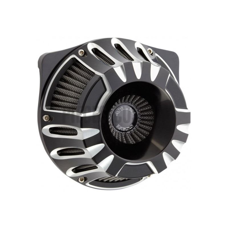 Filtre-à-air-Arlen-Ness-Deep-Cut-Noir-anodisé-pour-Touring-et-Softail