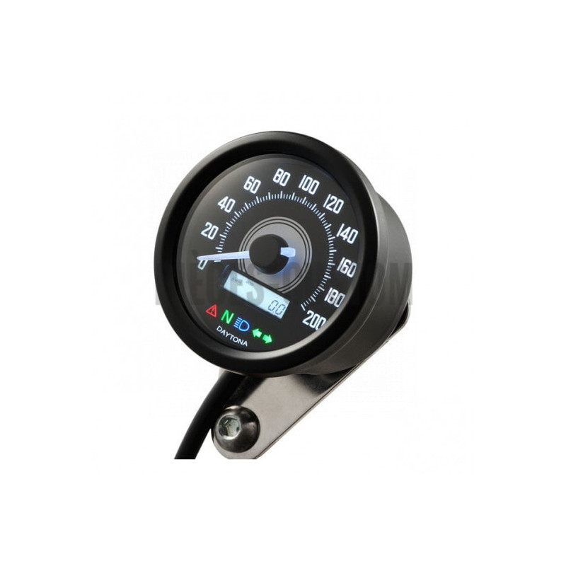 Compteur-Velona-60-mm-finition-noir-200-km-h-montage-universel-ref-577195