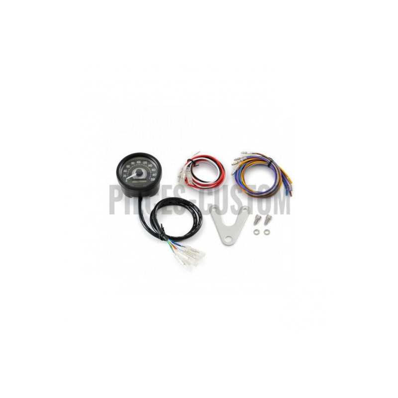 Compteur-Velona-60-mm-finition-noir-200-km-h-pour-montage-universel-ref-577195