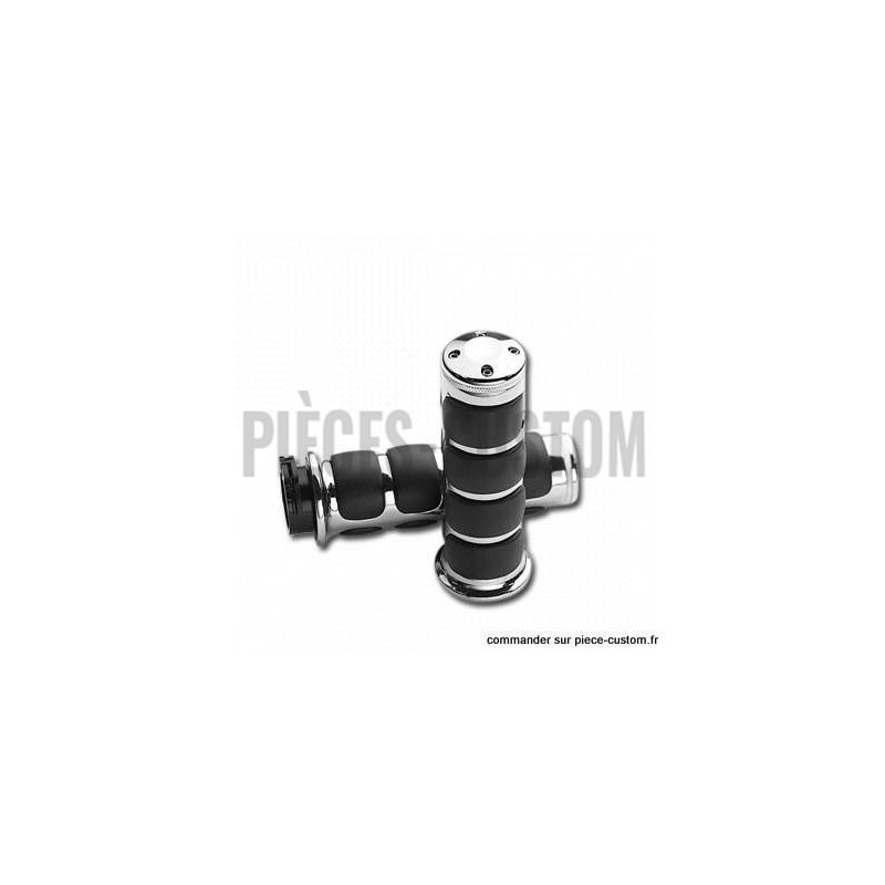 Poignées-Küryakyn-Iso-grips-Chrome-pour-modèles-de-1974-à-2020-ref-48254