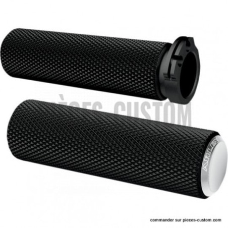 Poignées-Arlen-Ness-Fusion-Knurled-chrome-pour-modèles-de-1973-à-2022-ref-06301041