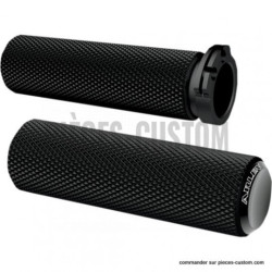 Poignées-Arlen-Ness-Fusion-Knurled-noir-anodisé-pour-modèles-de-1973-à-2022-ref-06301042