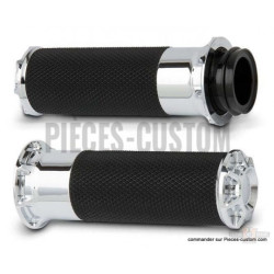 Poignées-Arlen-Ness-Beveled-fusion-chrome-pour-commandes-électroniques-de-2008-à-2024-ref-654104
