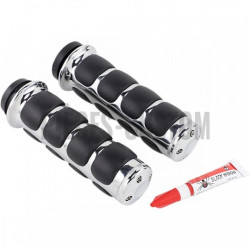 Poignées-Küryakyn-Iso-Grips-chrome-pour-Touring-et-Softail-de-2008-à-2021-ref-06300452
