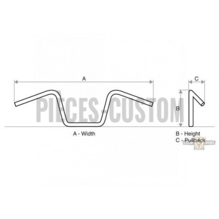 Guidon-ape-Hanger-Santee-finition-Chromé-Hauteur-de-14-pouces-Diamètre-de-1-pouce-1-quart-ref-916855