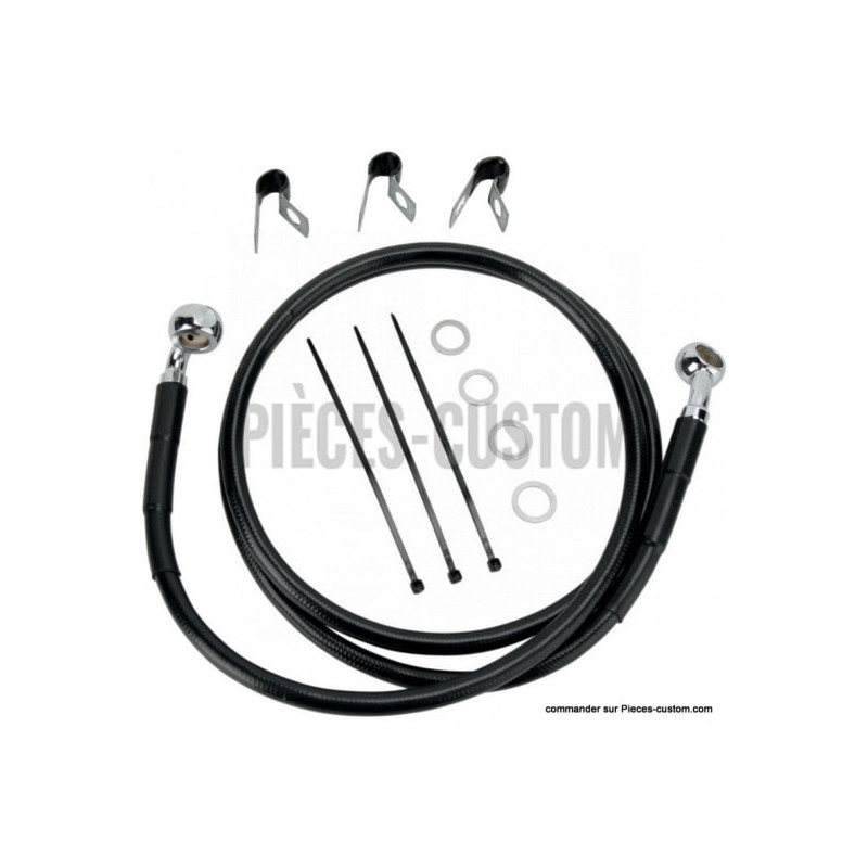 Kit-durite-frein-Avant-Noir-112-5-cm-pour-Softail-FLST-de-2000-à-2007-ref-17412538