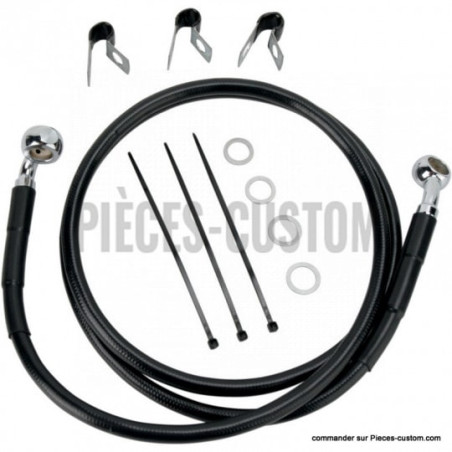 Kit-durite-frein-Avant-Noir-112-5-cm-pour-Softail-FLST-de-2000-à-2007-ref-17412538