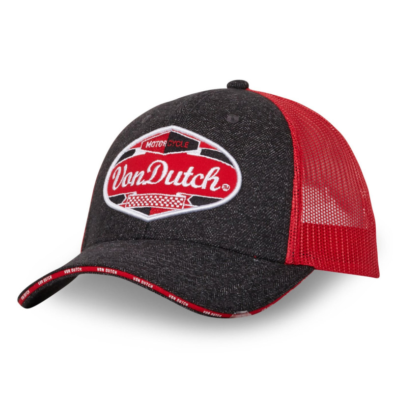 Casquette-par-VonDutch-Gris-Rouge-Trucker-Snapback-Tweed-MIXED-ref-VD-MIXGREY03