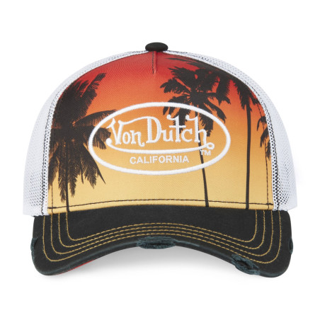 Casquette-Von-Dutch-Orange-Noir-Blanc-Trucker-Snapback-Visière-Usé-SUBLI-ref-VD-SUBL05
