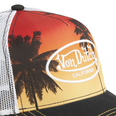 Casquette-par-Von-Dutch-Orange-Noir-Blanc-Trucker-Snapback-Visière-Usé-SUBLI-ref-VD-SUBL05