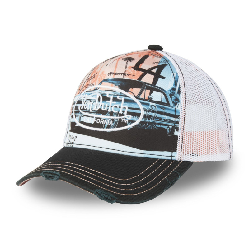 Casquette-Von-Dutch-Blanche-Noir-Trucker-Snapback-Visière-effet-Usé-SUBLI-ref-VD-SUBL-03