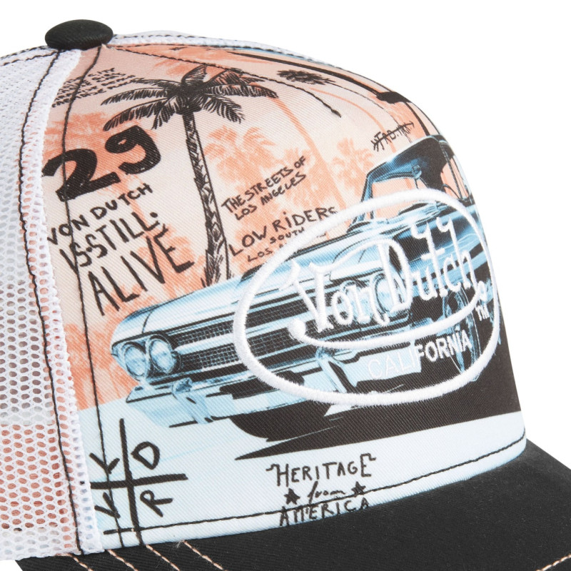 Casquette-par-Von-Dutch-couleur-Blanche-Noir-Trucker-Snapback-Visière-effet-Usé-SUBLI-ref-VD-SUBL-03