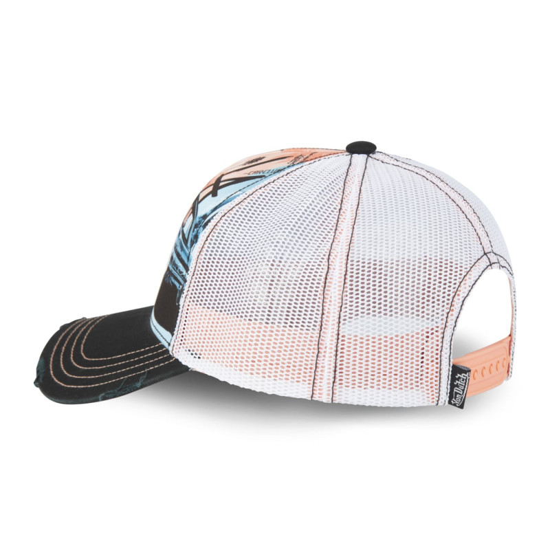 Casquette-par-Von-Dutch-Blanche-Noir-Trucker-Snapback-Visière-effet-Usé-SUBLI-ref-VD-SUBL-03