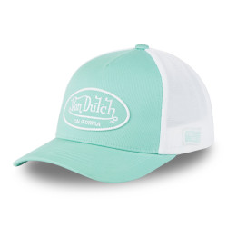 Casquette-Von-Dutch-Turquoise-Filet-Trucker-Blanc-Strapback-Boucle-LOF-ref-VD-LOFB27