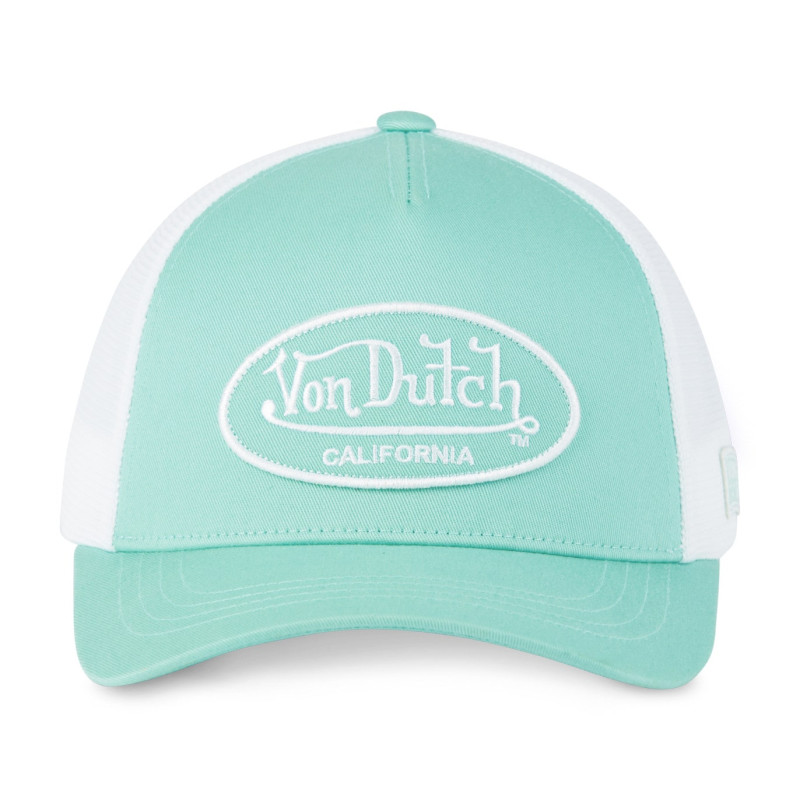 Casquette-par-Von-Dutch-Turquoise-Filet-Trucker-Blanc-Strapback-Boucle-LOF-ref-VD-LOFB27
