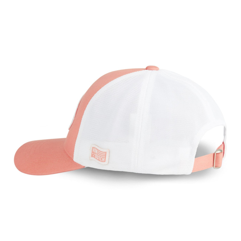 Casquette-par-Von-Dutch-Rose-Poudré-Filet-Blanc-Boucle-LOF-ref-VD-LOF-B25