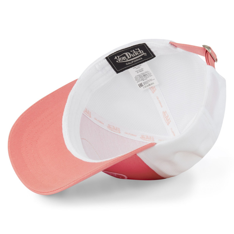 Casquette-Von-Dutch-Rose-Poudré-Filet-Blanc-Boucle-LOF-ref-VD-LOF-B25