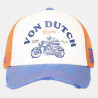 Casquette-Von-Dutch-Orange-et-Bleue-Trucker-Snapback-effet-Usé-CREW-ref-VD-CREW-34