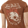 Tee-Shirt-Von-Dutch-Marron-coupe-Régular-Col-V-effet-Flammé-BURN-Femme-ref-VD-BURN-BR
