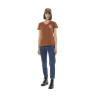 Tee-Shirt-Von-Dutch-Marron-coupe-Régular-Col-V-effet-Flammé-BURN-Femme-ref-VD-BURN-BR