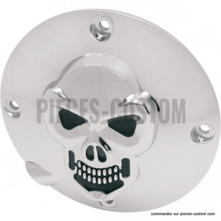 Cache-embrayage-Skull-chromé-pour-Sportster-de-1994-à-2003-ref-11070034