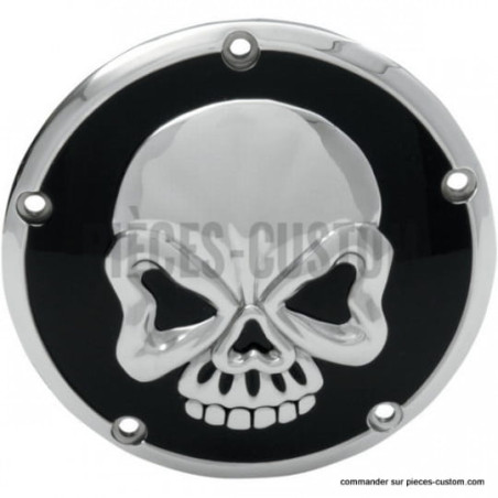 Trappe-embrayage-Skull-noir-et-chrome-pour-Big-Twin-de-1999-à-2018-ref-11070327