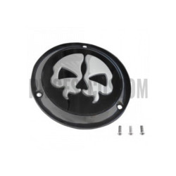 Trappe-d-embrayage-Split-Skull-Noir-skull-Chrome-pour-Big-Twin-de-1970-à-1998-ref-11070549