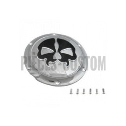 Trappe-d-embrayage-Split-Skull-chromé-skull-noir-pour-Sportster-de-2004-à-2021-ref-11070550