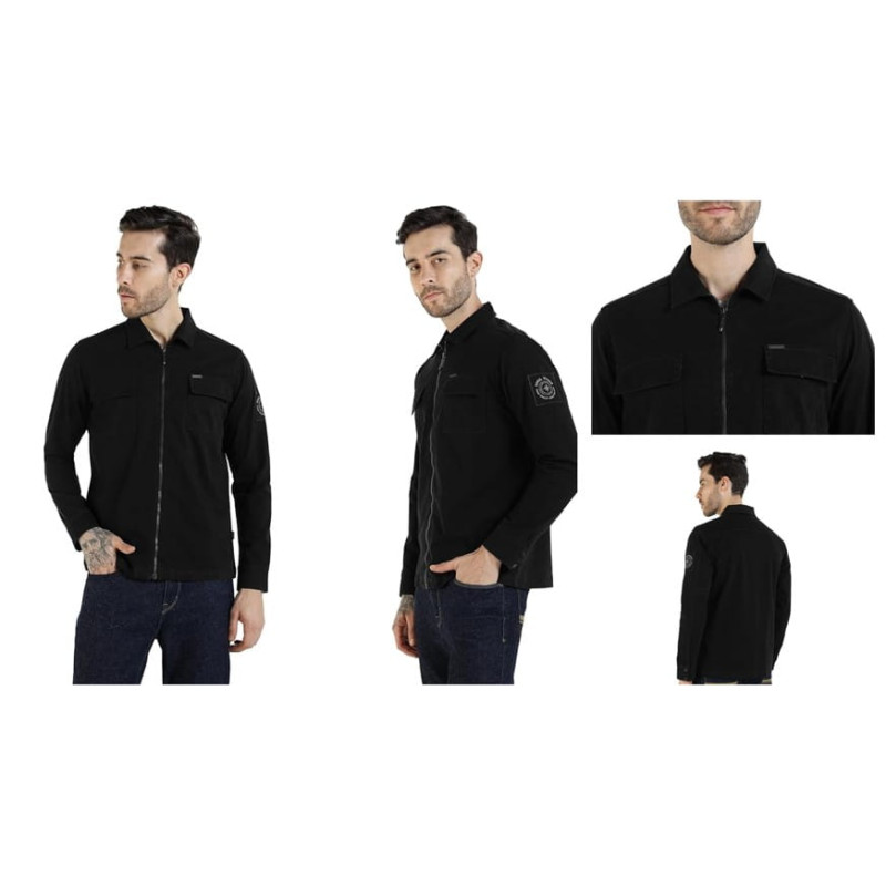 Chemise-zippé-noire-Royal-Enfield-ref-RLASHA250714