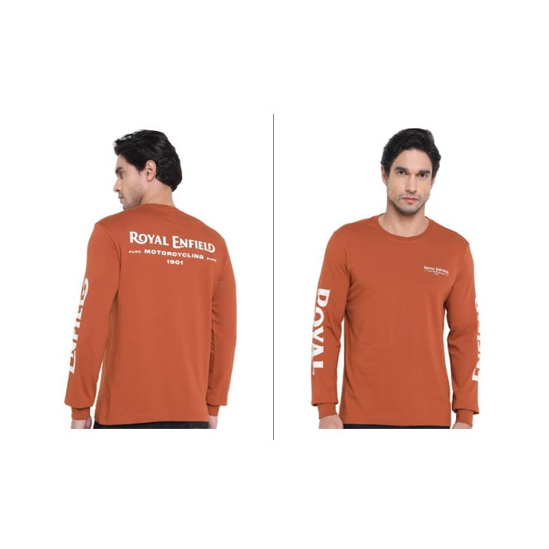 Tee-Shirt-MOTOSPORT-RUSTY-manches-longues-Ocre-clair-Royal-Enfield-ref-RLATSA260170