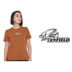 T-Shirt-Signature-Royal-Enfield-marron-clair-pour-femme-ref-RLATSA260258
