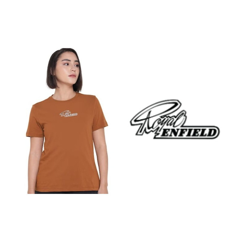 T-Shirt-Signature-Royal-Enfield-marron-clair-pour-femme-ref-RLATSA260258