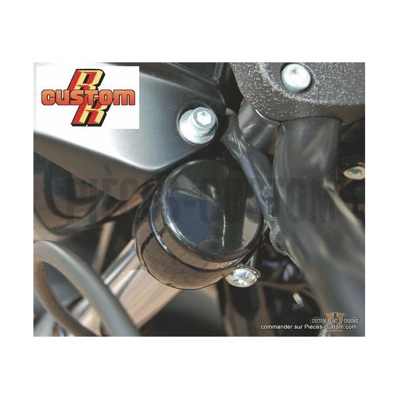Cache-tubes-de-fourche-CustomRR-Noir-Gloss-pour-Sportster-XL-de-2004-à-2017