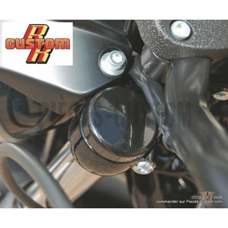 Cache-tubes-de-fourche-CustomRR-Noir-Gloss-pour-Sportster-XL-de-2004-à-2017