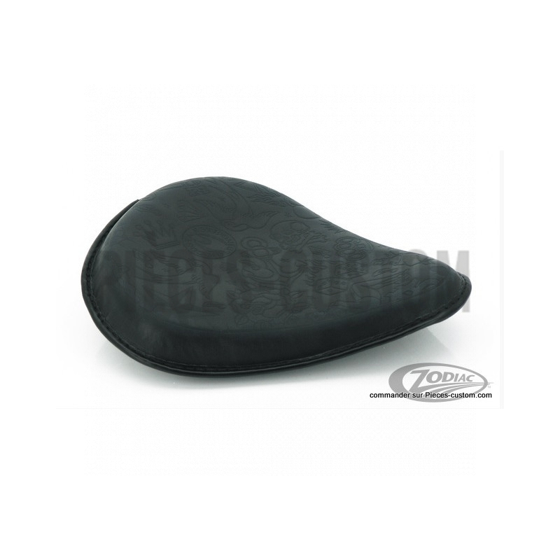 Selle-à-ressorts-Eco-Line-Solo-Modèle-Cuir-noir-brodée-motifs-Old-school
