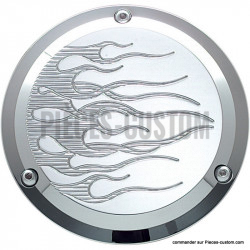 Trappe embrayage Flame chrome pour Big Twin de 1984 à 1998