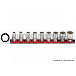 9 Douilles 12 pans carré de 1/4"  