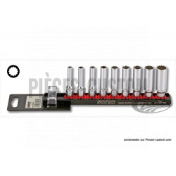 9 Douilles 12 pans longues carré 1/4"