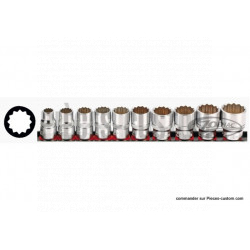 10 Douilles 12 pans carré de 3/8" métrique