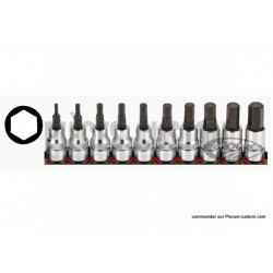 10 embouts métrique hexagonal carré de 3/8"
