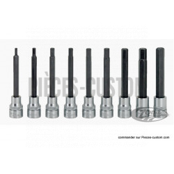 10 embouts longs métrique hex. carré de 3/8"