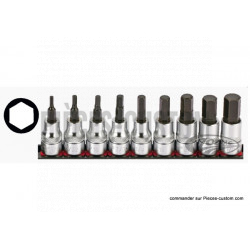 9 embouts pouces hexagonal carré de 3/8"