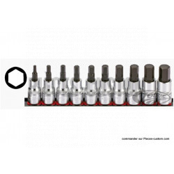 10 embouts pouces hexagonal carré de 1/2"