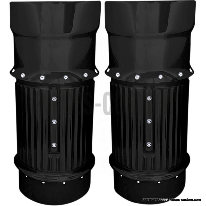 Caches-tubes-fourche-Dimpled-Noir-pour-Touring-de-2014-à-2021