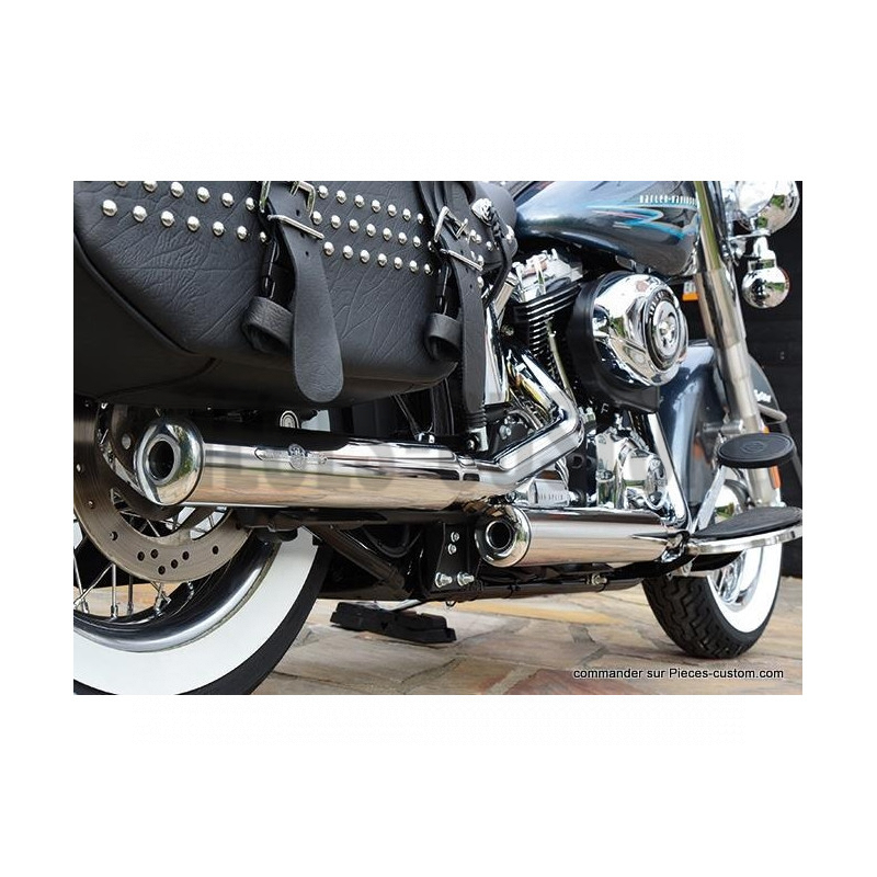 Silencieux-E3-Lisse-embout-donut-Poli-pour-Softail-FLST-de-2010-à-2017