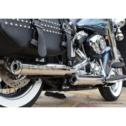 Silencieux-E3-Lisse-embout-donut-Chrome-pour-Softail-FLST-de-2010-à-2017